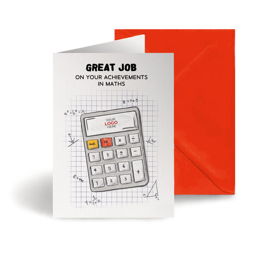 ‘Calculator’ Personalised Corporate Branded Education Greeting Cards image 0