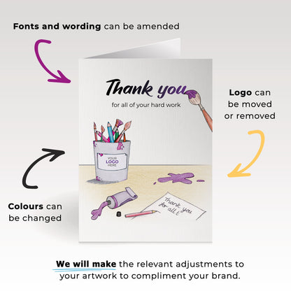 ‘Painting You’ Personalised Corporate Branded Education Greeting Cards image 1