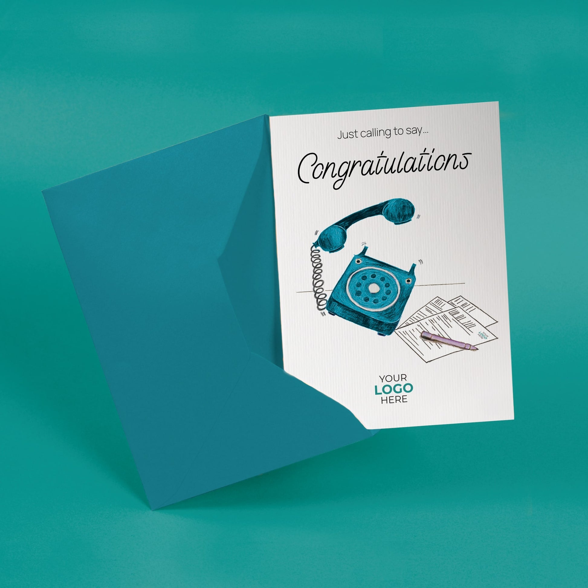 ‘Phone Calling’ Congratulations Company Greeting Cards image 3