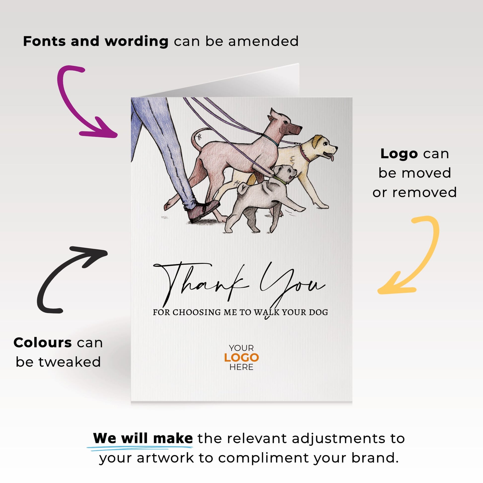 ‘Dog Walking’ Personalised Corporate Branded All Things Dogs Greeting Cards (Copy) image 1