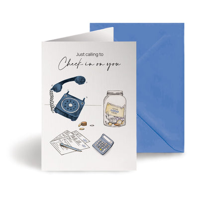 ‘Money, Jar & Phone’ Personalised Corporate Branded Checking In Greeting Cards image 0