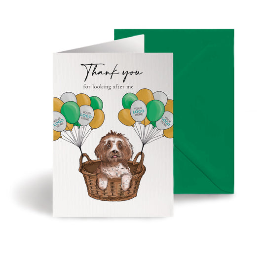 ‘Dog, Basket & Balloons’ Business Thank You Cards image 0