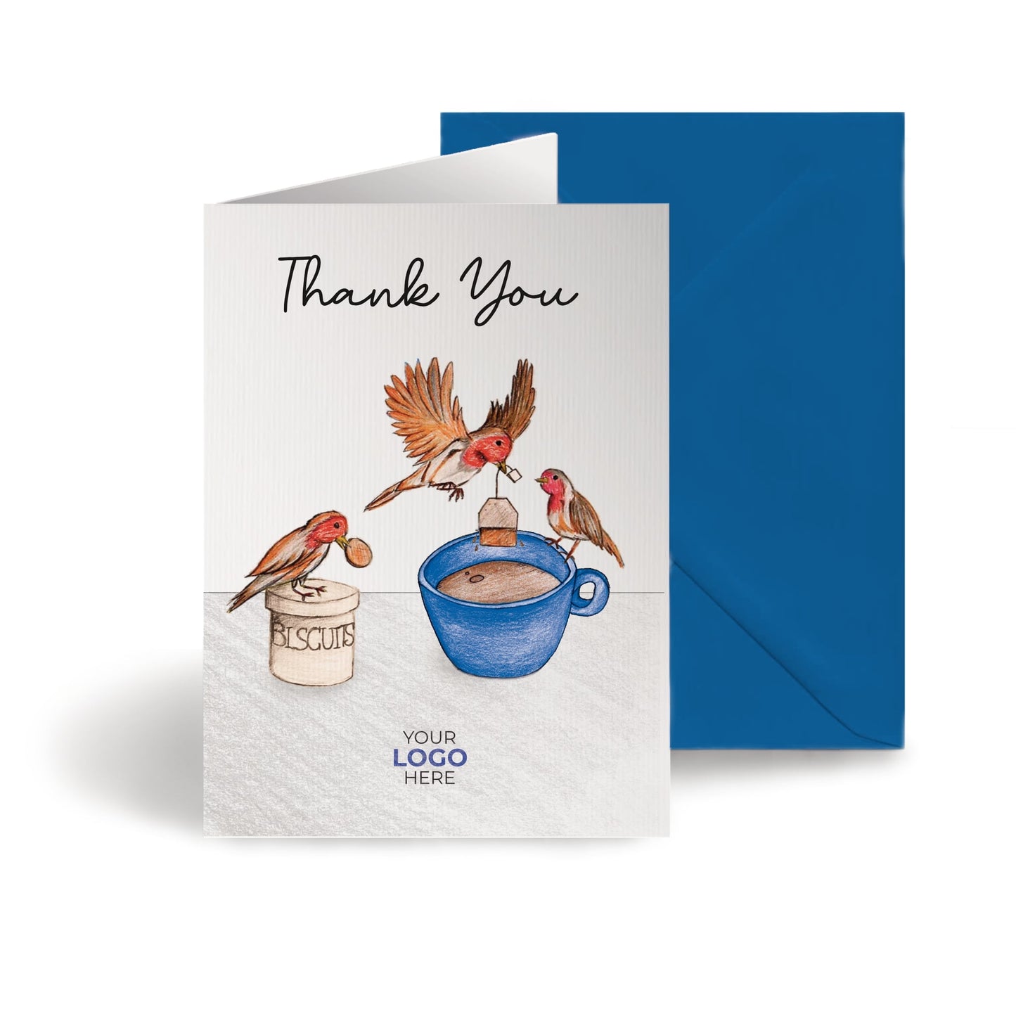 ‘Birds Making Tea’ Business Thank You Cards image 0