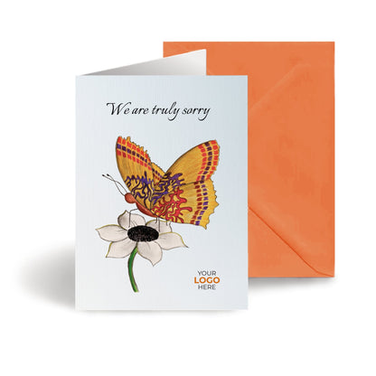 ‘Butterfly on Flower’ Personalised Corporate Branded Floral Greeting Cards image 0