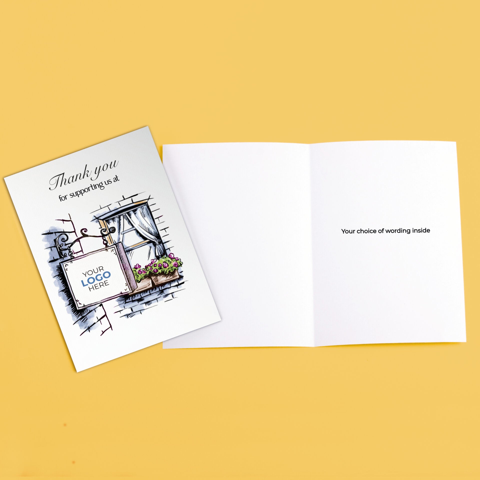 ‘Hanging Sign & Window’ Business Thank You Cards image 3