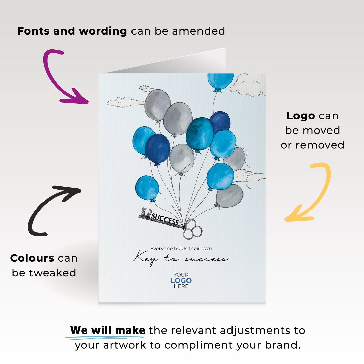 ‘Balloons with Success Key’ Congratulations Company Greeting Cards image 3