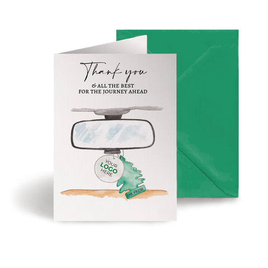 ‘Rearview Mirror’ Personalised Corporate Branded Automotive Greeting Cards image 0