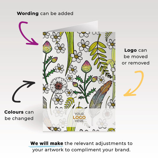 ‘Joyful Blooms’ Personalised Corporate Branded Open Greeting Cards image 1