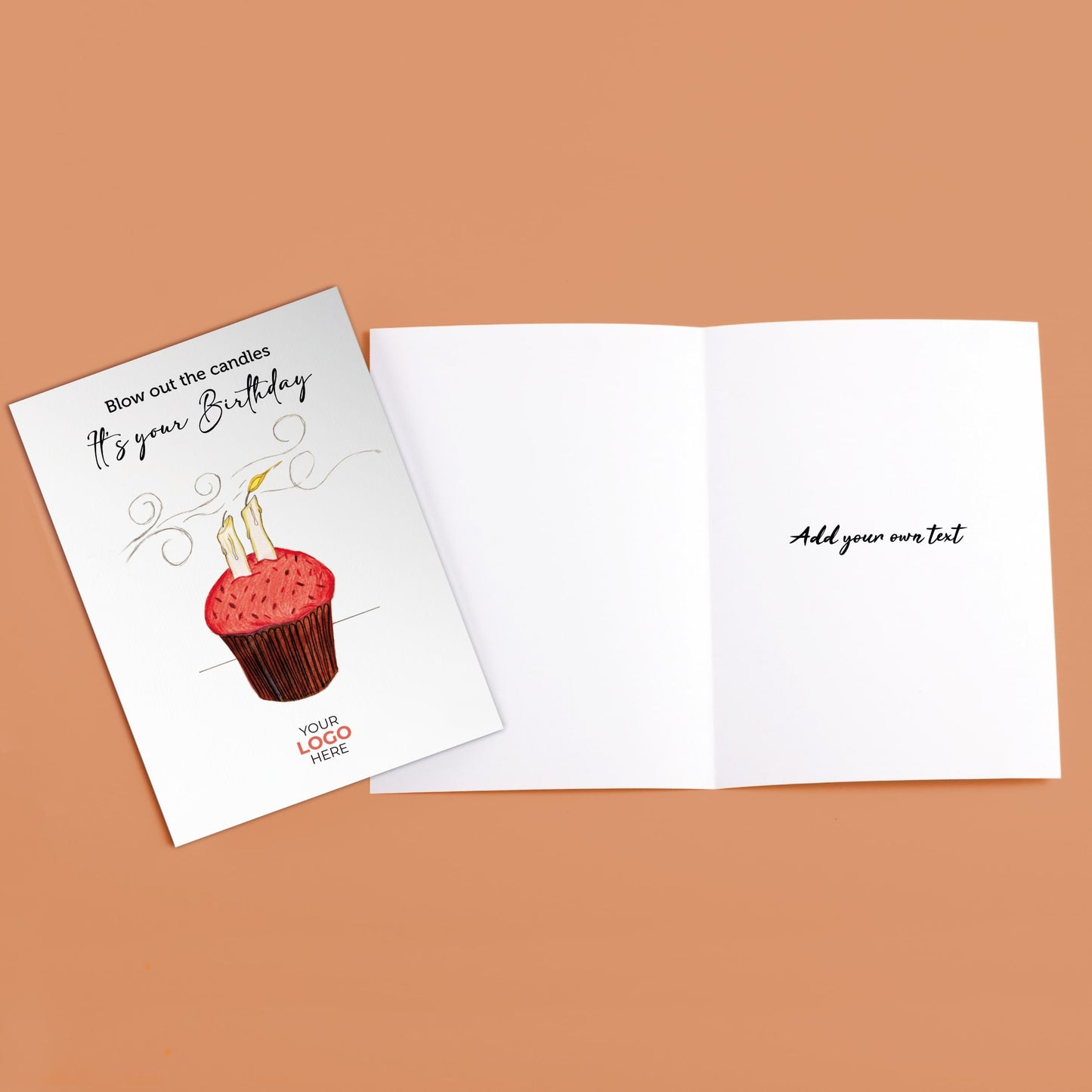 ‘Blowing Candles’ Personalised Corporate Branded Birthday Greeting Cards image 2
