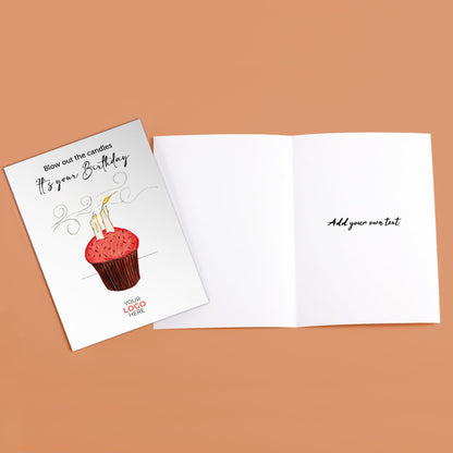 ‘Blowing Candles’ Personalised Corporate Branded Birthday Greeting Cards image 2