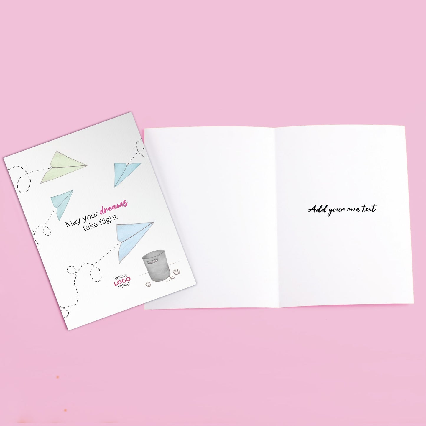‘Paper Plane’ Personalised Corporate Branded Education Greeting Cards image 3