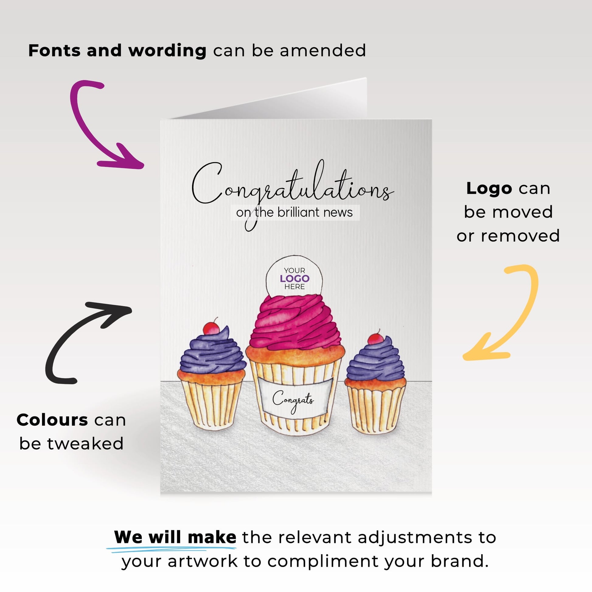 ‘Three Cupcakes’ Congratulations Company Greeting Cards image 3