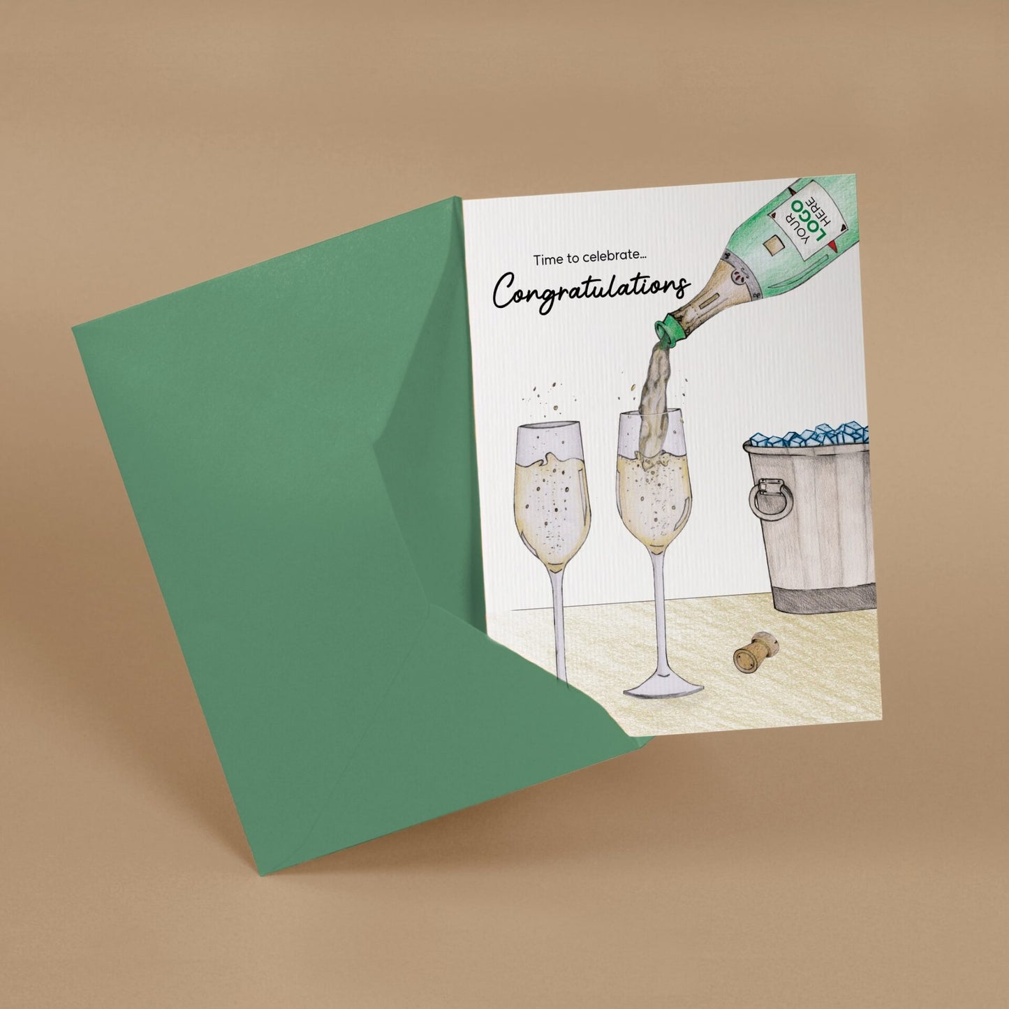 ‘Pouring Champagne’ Congratulations Company Greeting Cards image 2