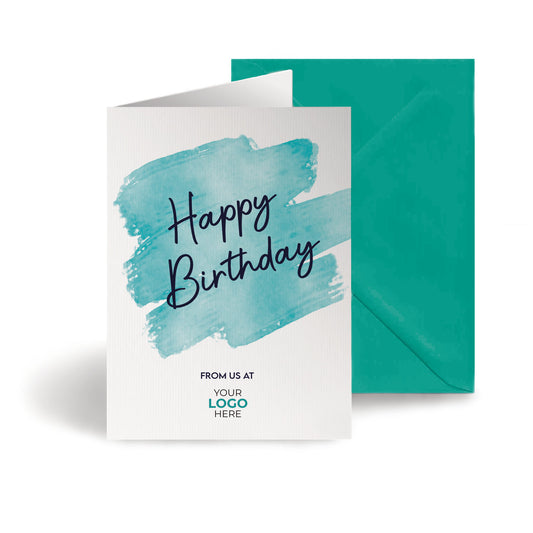 ‘Coloured Swipe’ Personalised Corporate Branded Birthday Greeting Cards image 0
