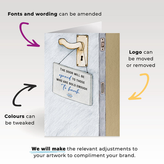 ‘Sign on Door’ Personalised Corporate Branded Welcome Greeting Cards image 1