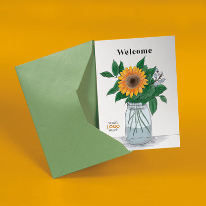 ‘Sunflower’ Personalised Corporate Branded Welcome Greeting Cards image 2