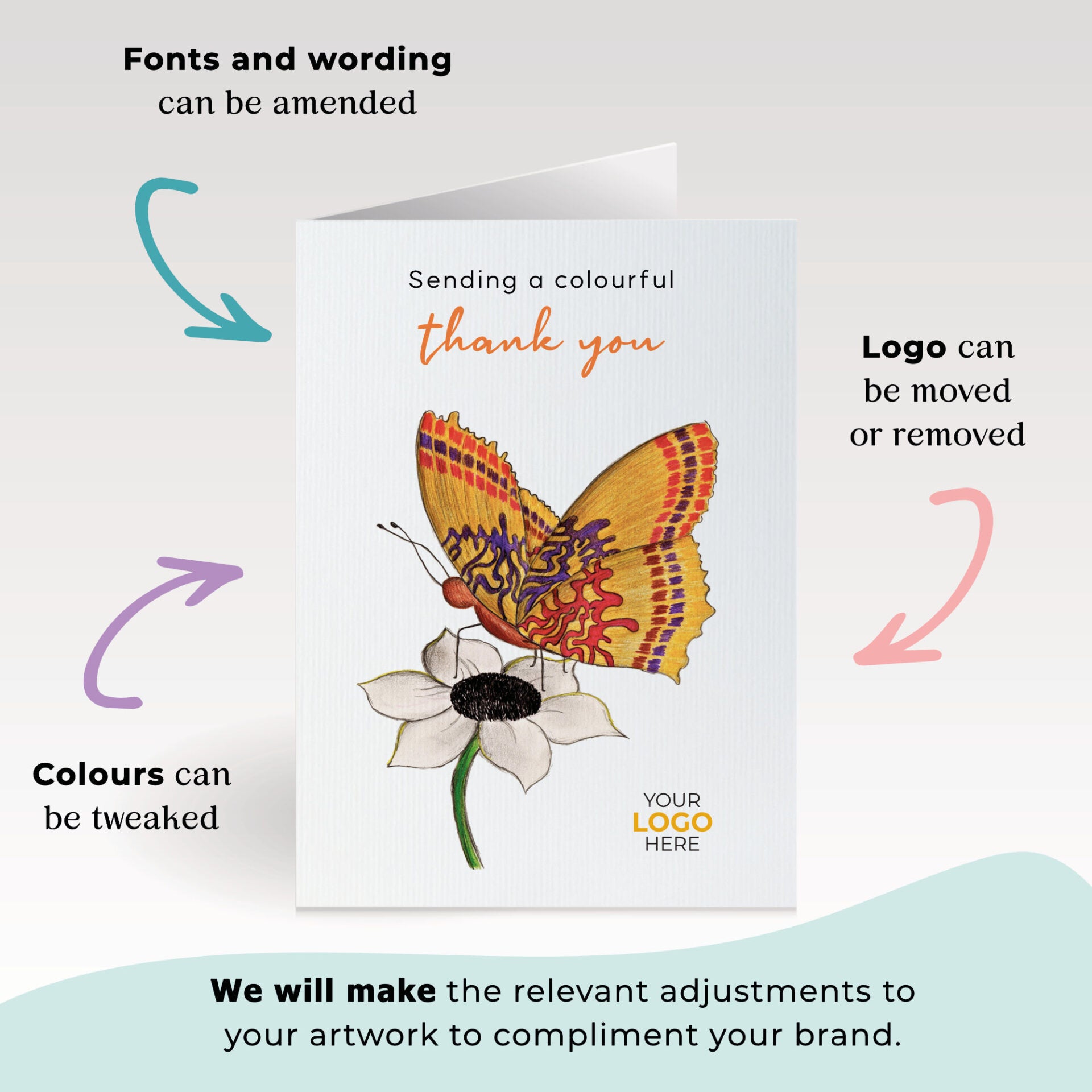 ‘Butterfly on Flower’  Business Thank You Cards image 1