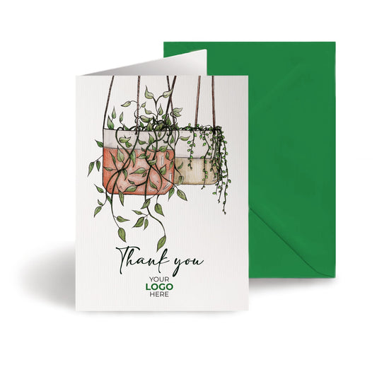 ‘Hanging Plants’ Personalised Corporate Branded Floral Greeting Cards image 0