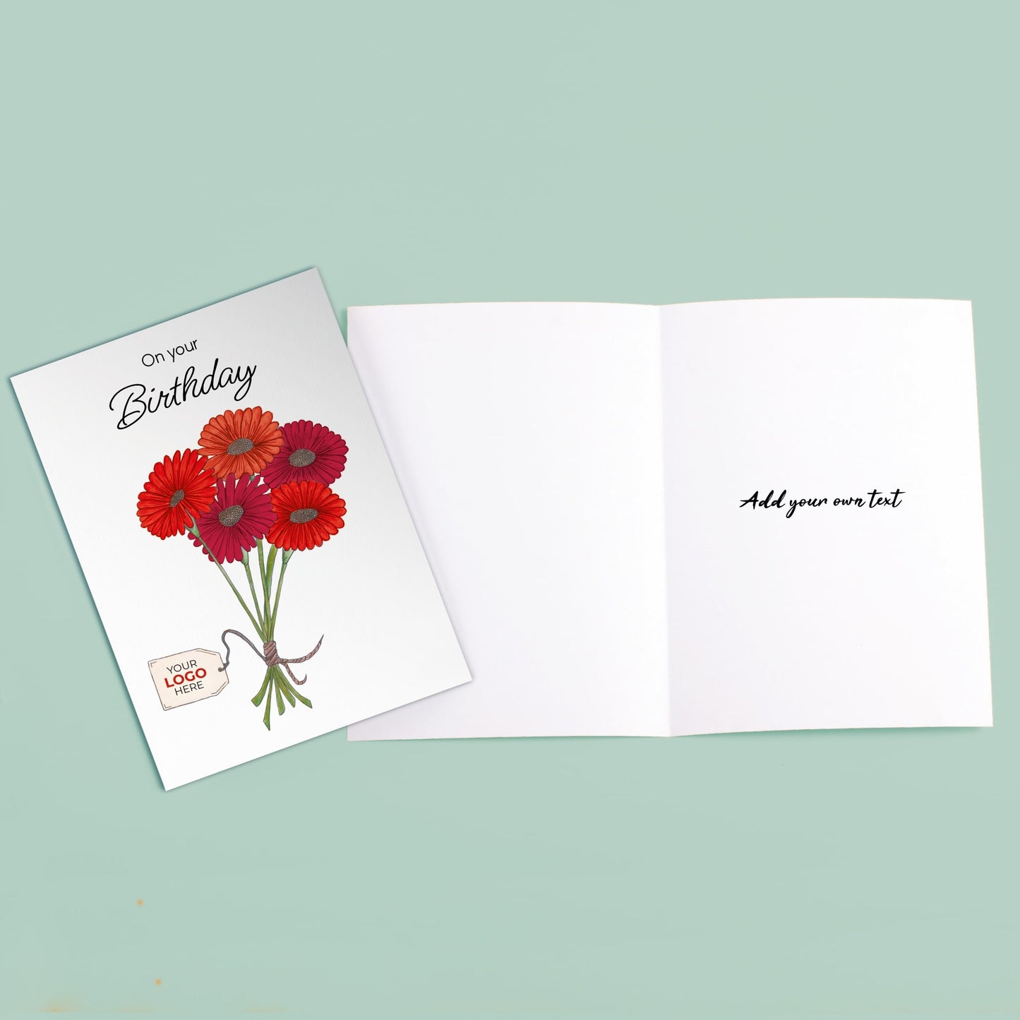 ‘Bunch of Flowers’ Personalised Corporate Branded Birthday Greeting Cards image 2