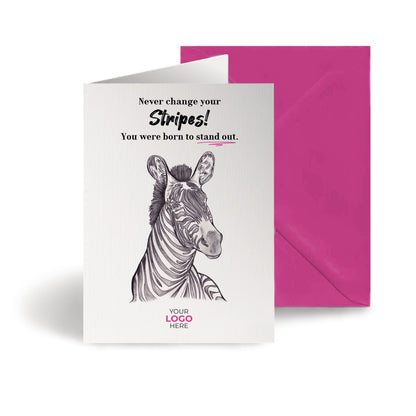 ‘Zebra's Stripe’ Personalised Corporate Branded Education Greeting Cards image 0