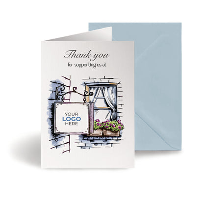 ‘Hanging Sign & Window’ Business Thank You Cards image 0