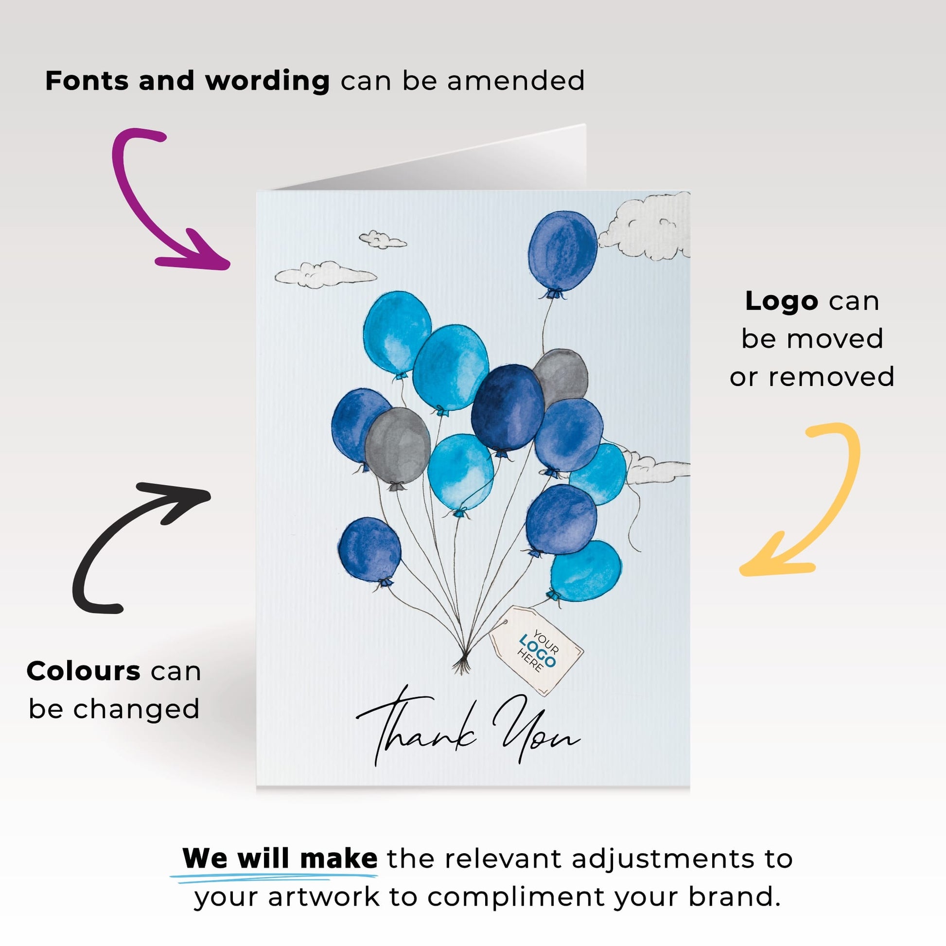 ‘Balloons in the Clouds’ Business Thank You Cards image 1