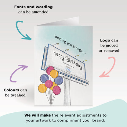 ‘Billboard & Balloons’ Personalised Corporate Branded Birthday Greeting Cards image 1