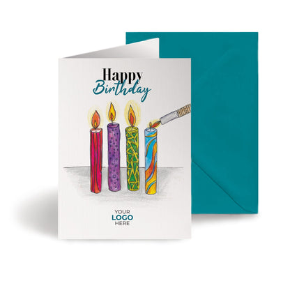 ‘Colourful Candles’ Personalised Corporate Branded Birthday Greeting Cards image 0