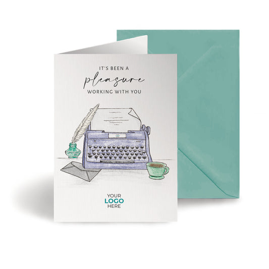 Typewriter’ Personalised Corporate Branded Education Greeting Cards image 0