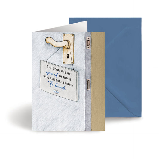 Sign on Door' Personalised Corporate Branded New Job Greeting Cards image 0