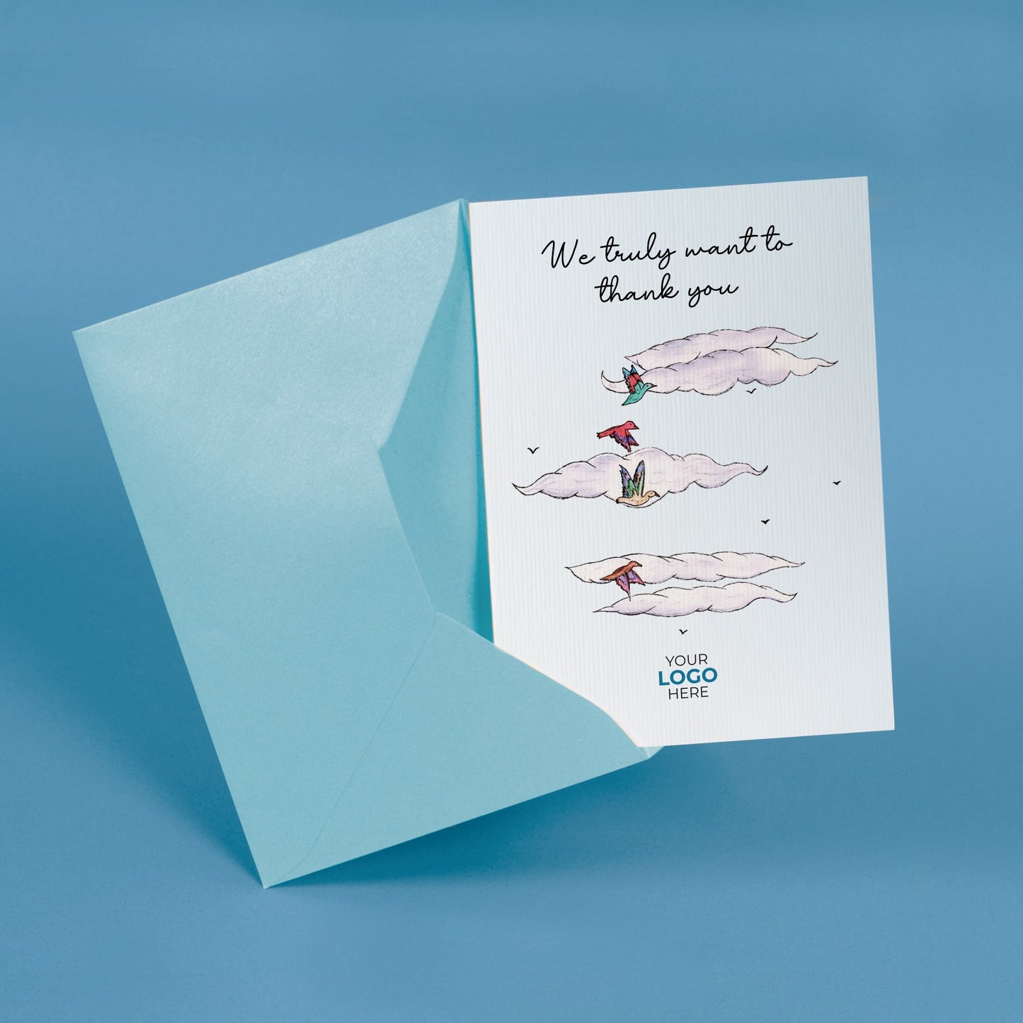 ‘Birds in Clouds’ Business Thank You Cards image 2
