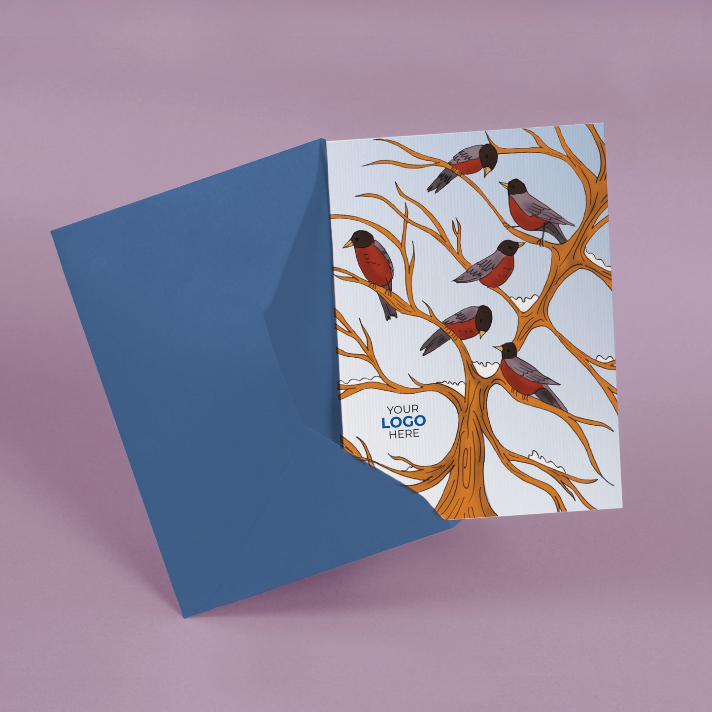 ‘Birds on Tree’  Customised Corporate Christmas Cards image 3