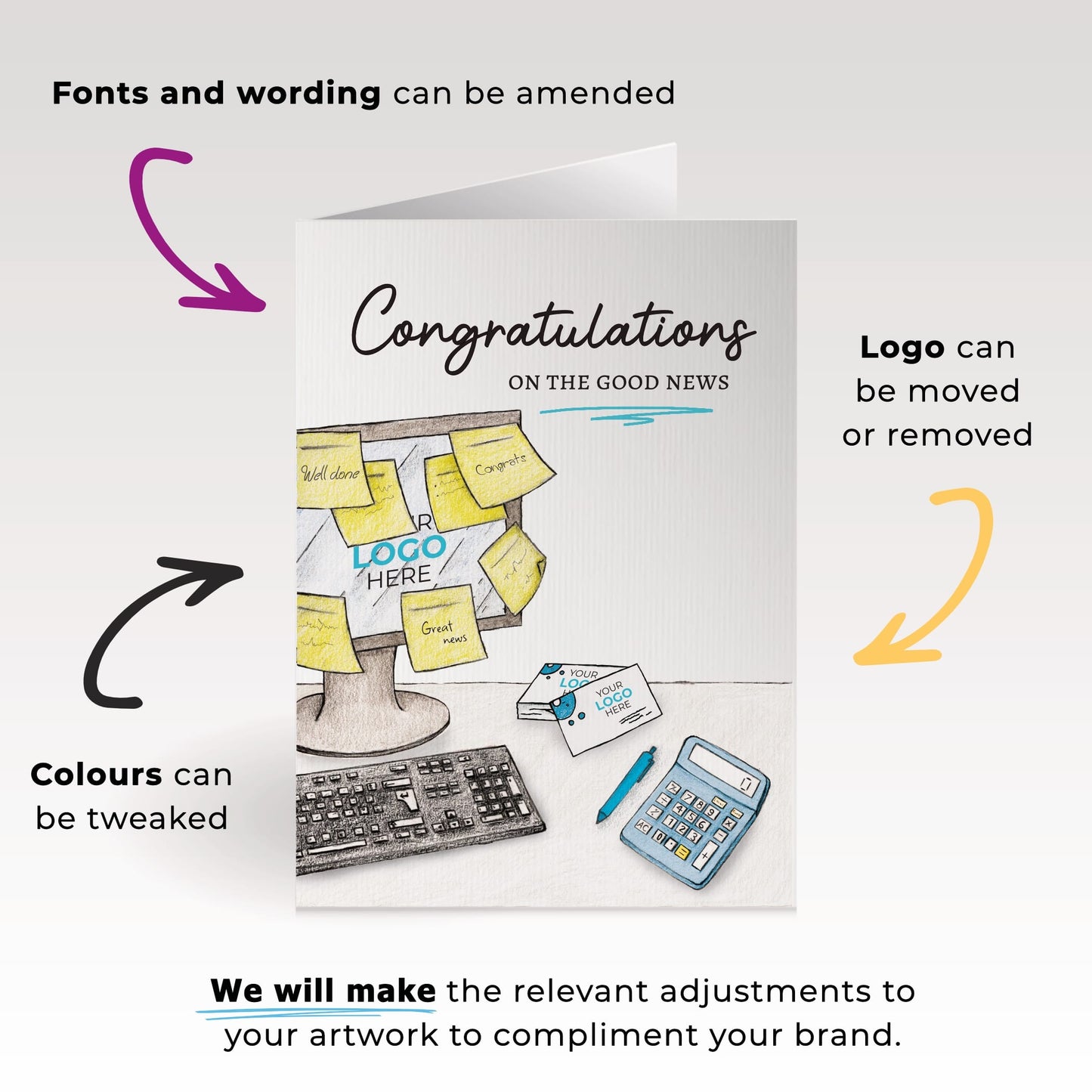 ‘Sticky Notes’ Congratulations Company Greeting Cards image 3