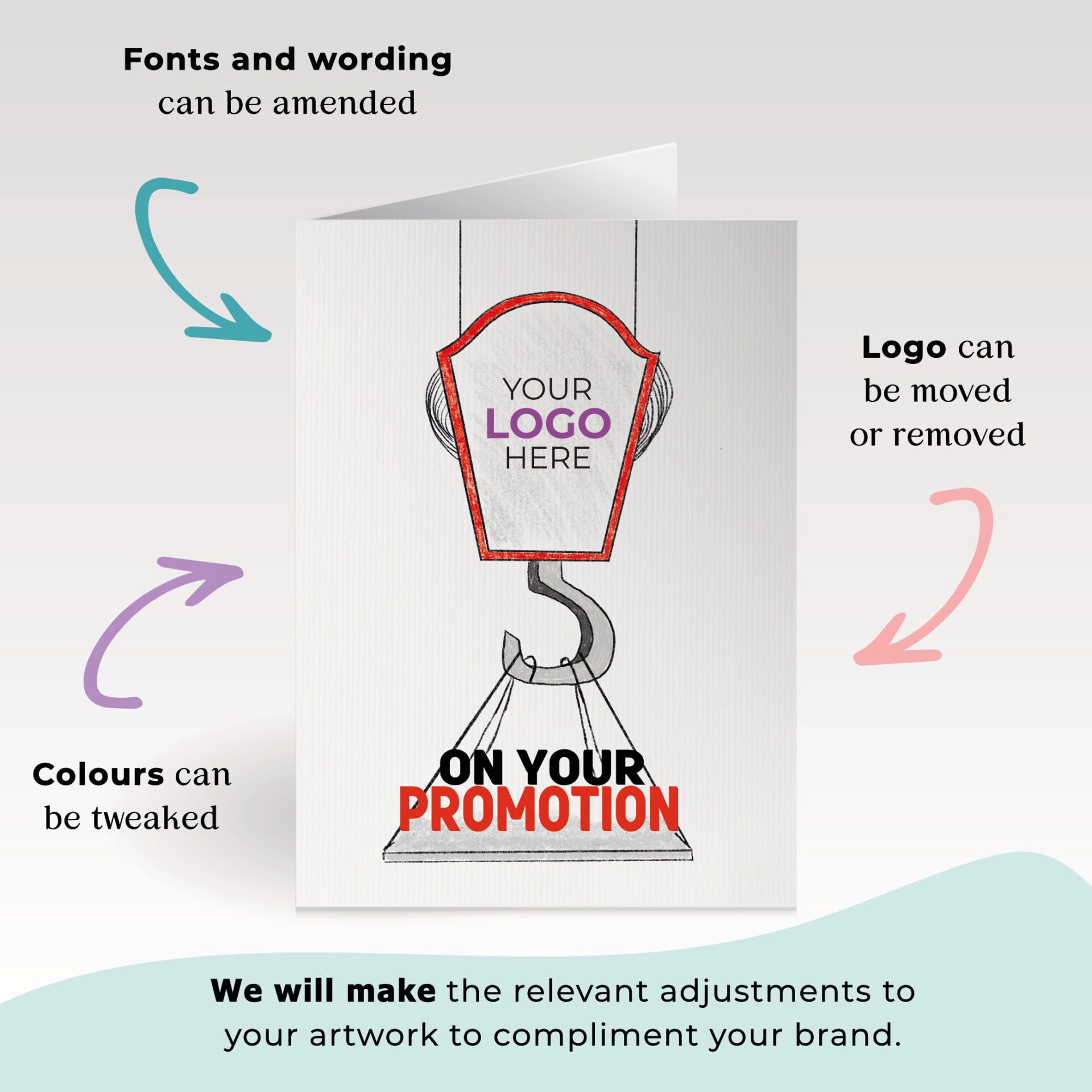 ‘Crane Lifting Promotion’ Personalised Corporate Branded Trades People Greeting Cards image 1