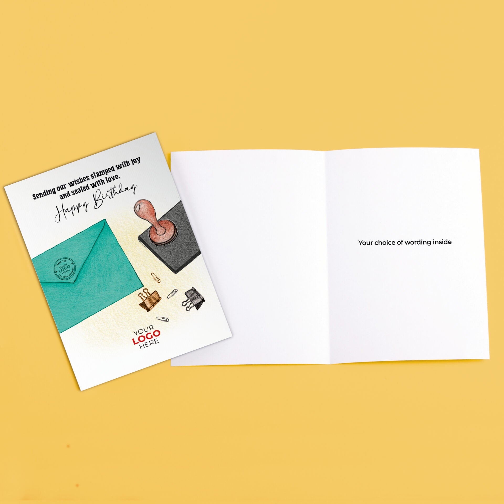 ‘Happy Birthday Stamped Envelope’ Personalised Corporate Branded Birthday Greeting Cards image 3