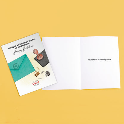 ‘Happy Birthday Stamped Envelope’ Personalised Corporate Branded Birthday Greeting Cards image 3