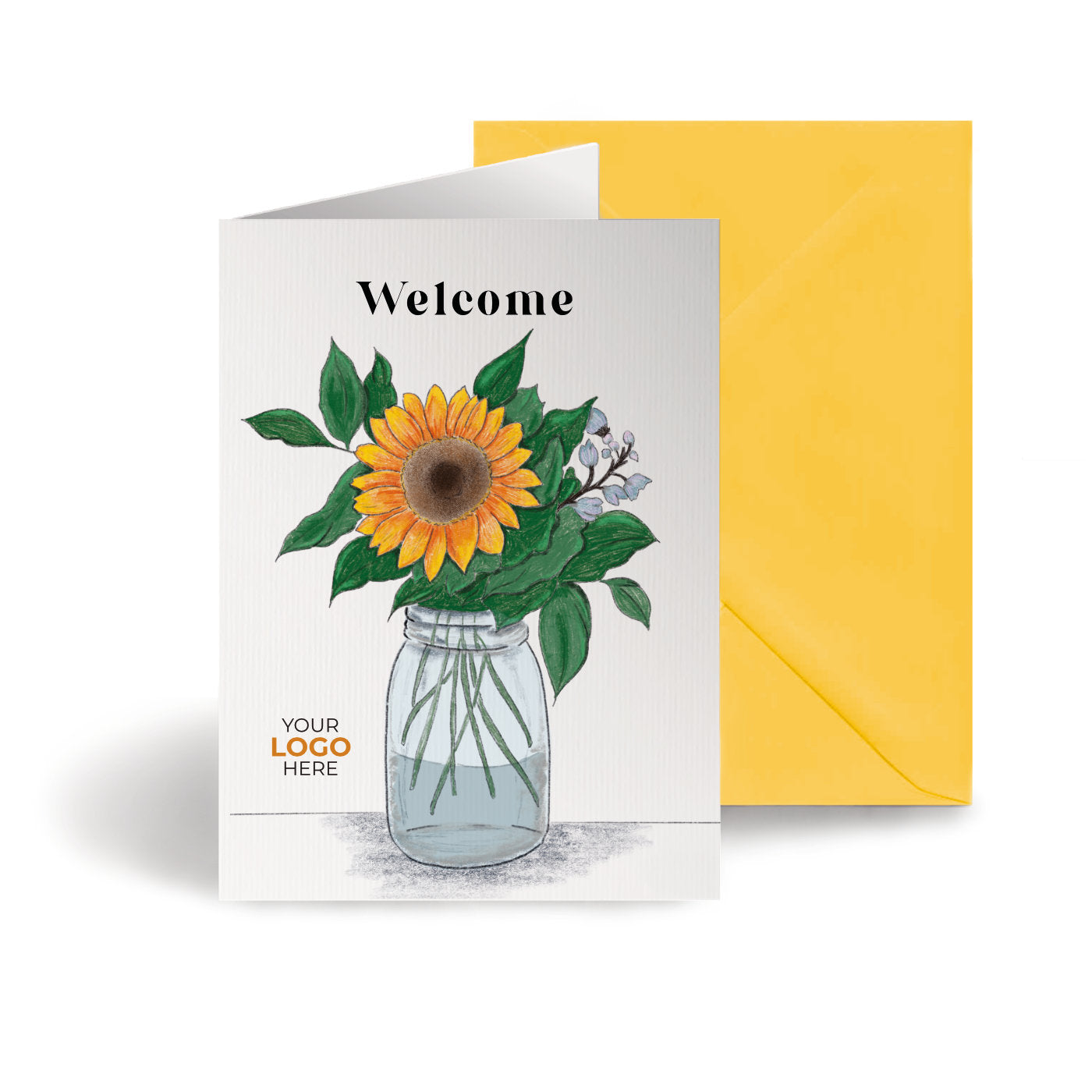 ‘Sunflower’ Personalised Corporate Branded Welcome Greeting Cards image 0