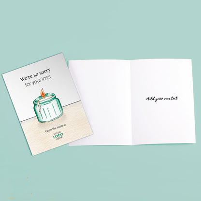 ‘Single Candle’ Personalised Corporate Branded Sympathy Greeting Cards image 3