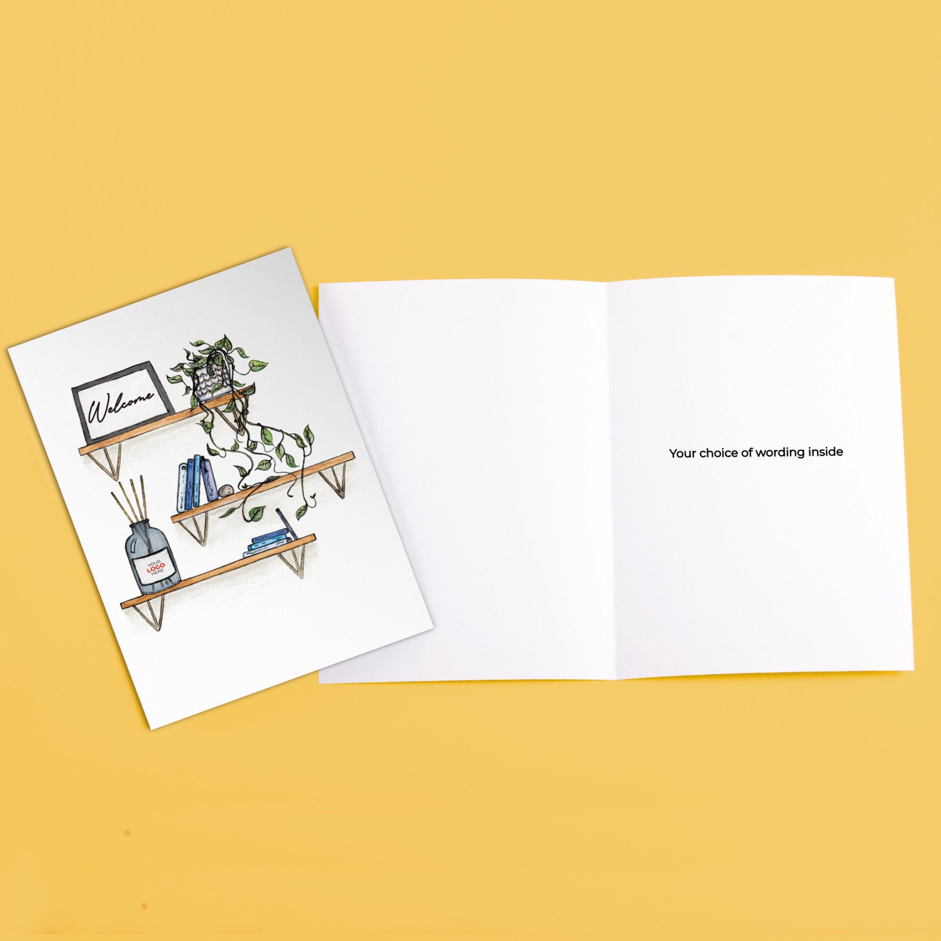 ‘Shelves’ Personalised Corporate Branded Financial Greeting Cards image 3
