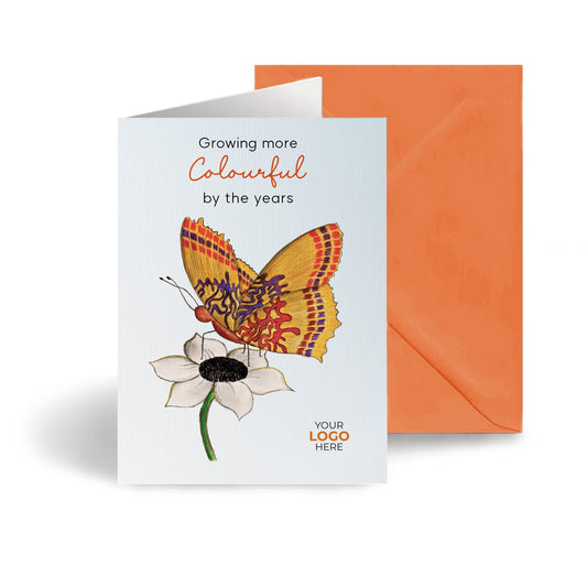 ‘Butterfly on Flower’ Personalised Corporate Branded Birthday Greeting Cards image 0