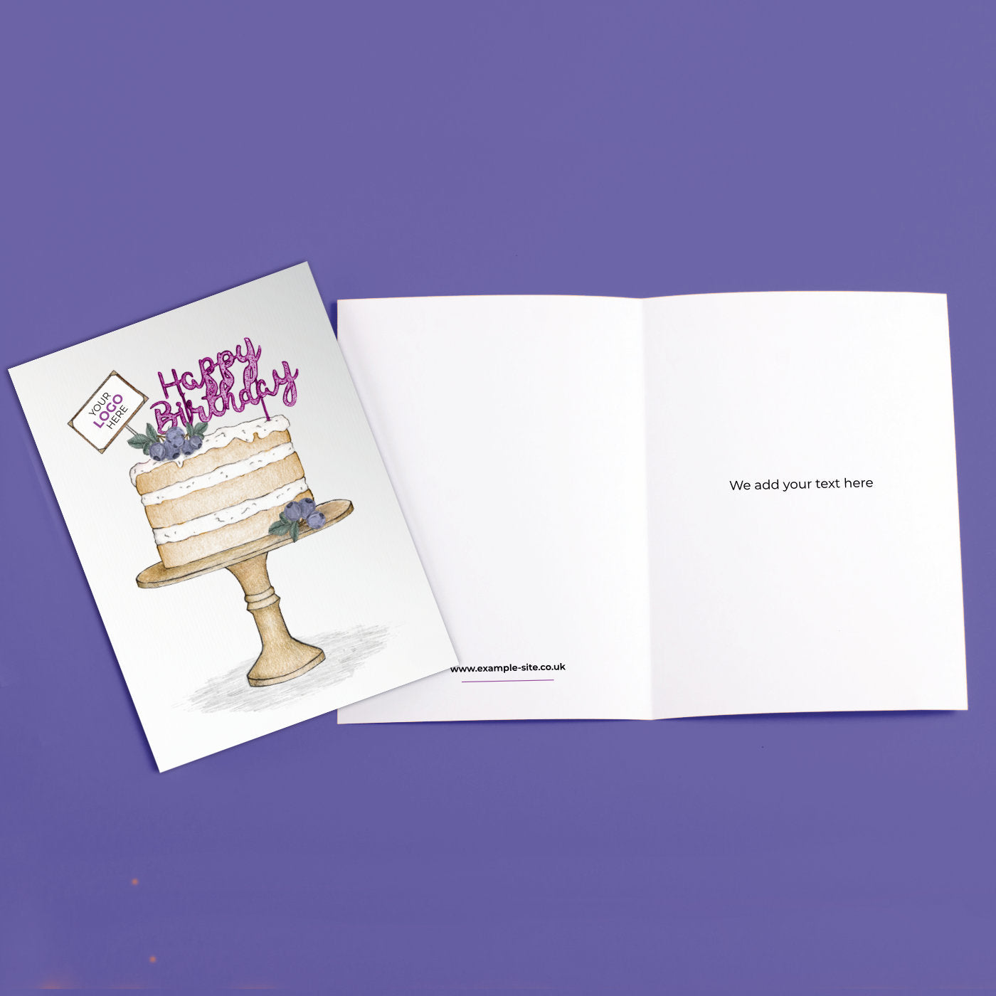 ‘Blueberry Birthday Cake’ Personalised Corporate Branded Birthday Greeting Cards image 3