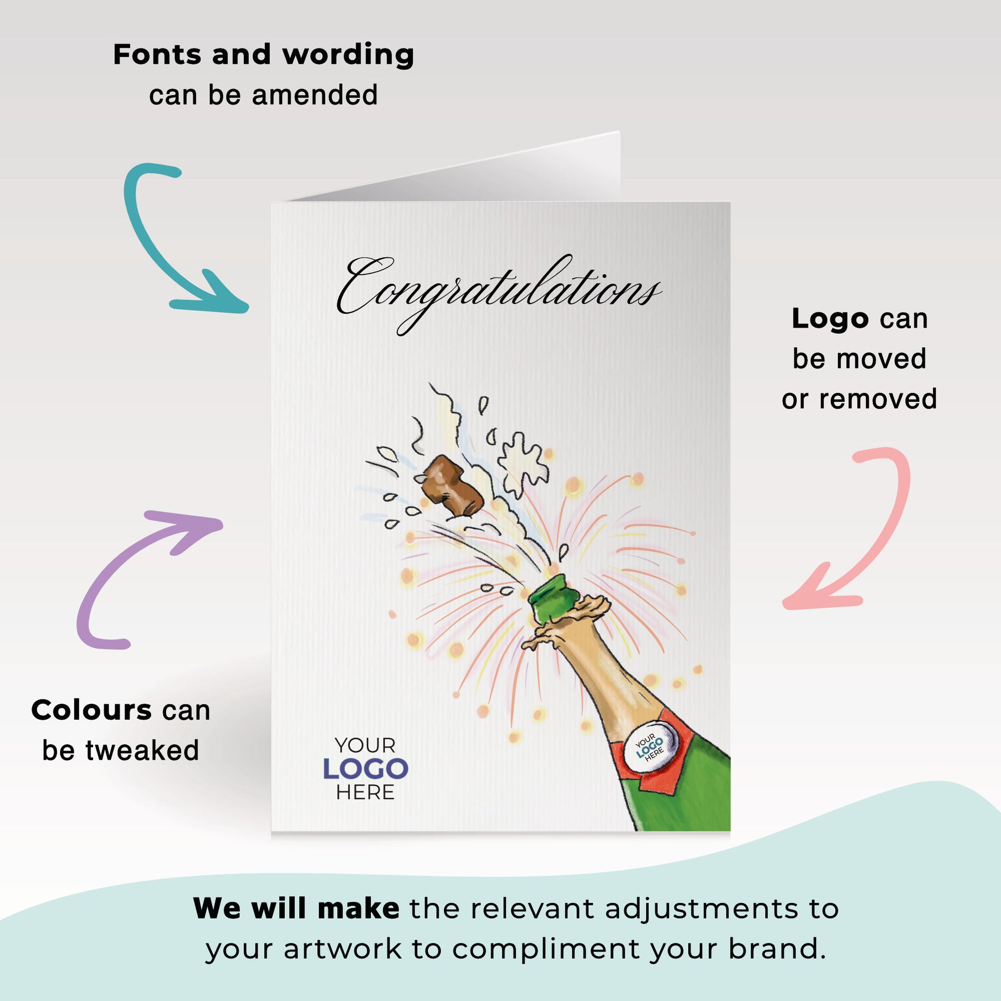 ‘Champagne & Fireworks' Business Congratulations Cards image 2