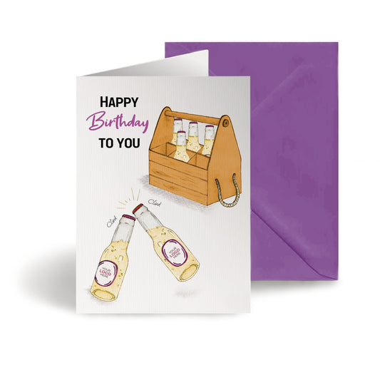 ‘Cider Bottles Clinking’ Personalised Corporate Branded Birthday Greeting Cards image 0