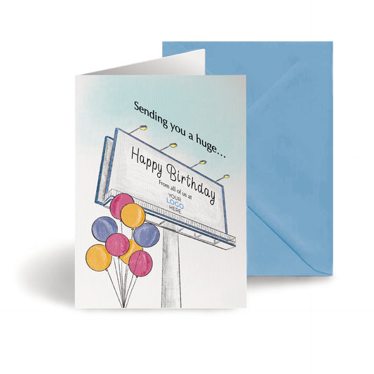 ‘Billboard & Balloons’ Personalised Corporate Branded Birthday Greeting Cards image 0