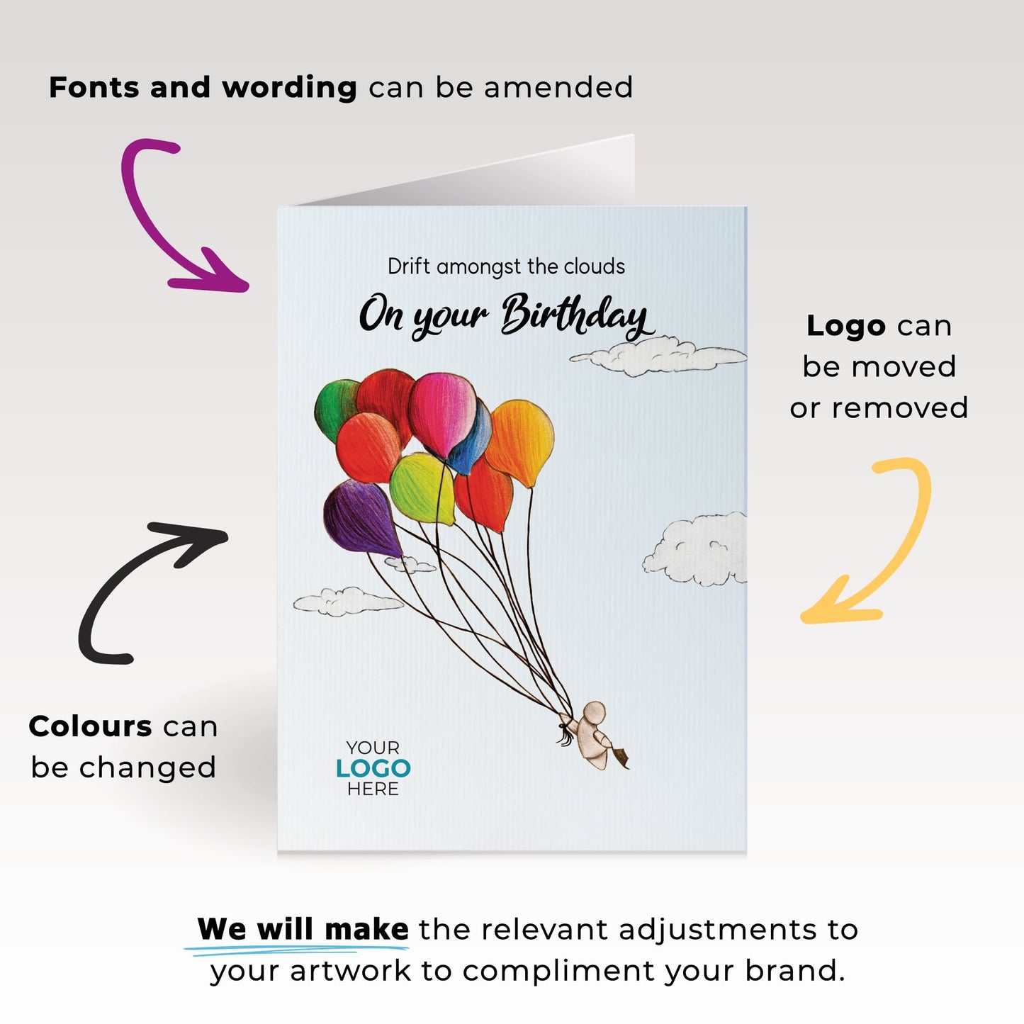‘Hats Off Flying High’ Personalised Corporate Branded Birthday Greeting Cards image 1