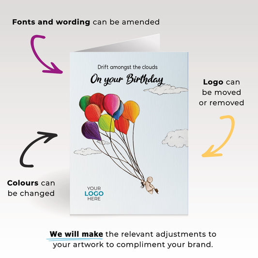 ‘Hats Off Flying High’ Personalised Corporate Branded Birthday Greeting Cards image 1