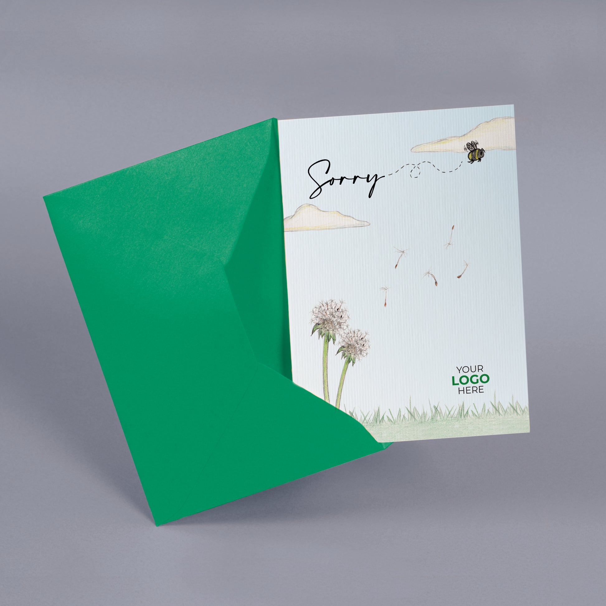 ‘Dandelion’ Personalised Corporate Branded Sorry Greeting Cards image 2