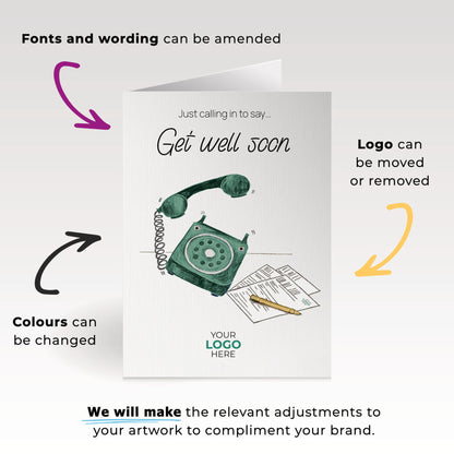 ‘Phone Calling’ Personalised Corporate Branded Health Care Greeting Cards image 1