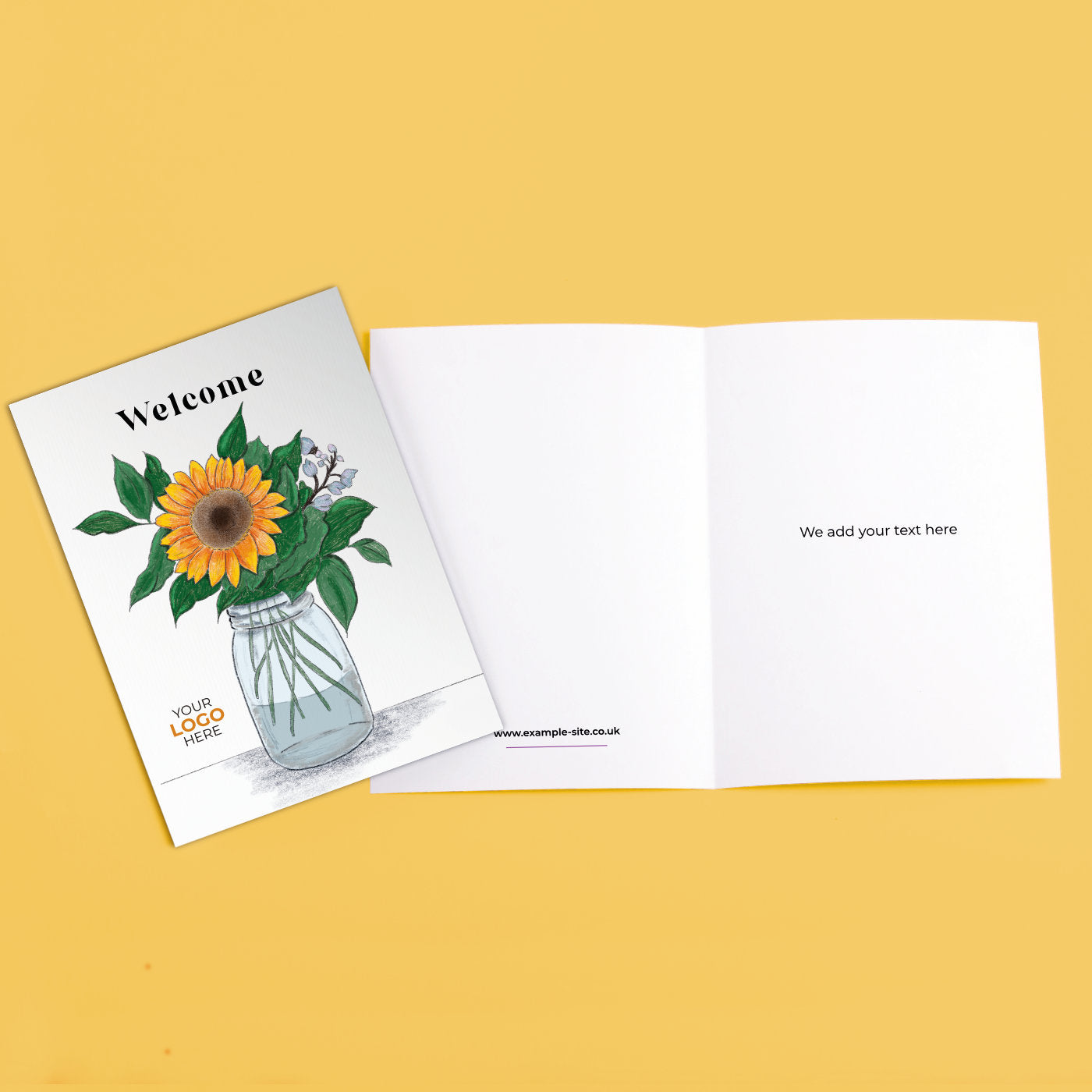 ‘Sunflower’ Personalised Corporate Branded Welcome Greeting Cards image 3