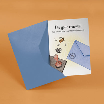 ‘Stamped Envelope’ Personalised Corporate Branded Renewal Greeting Cards image 2